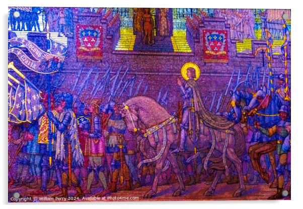 Joan of Arc Mosaic Basilica of Notre Dame Lyon France Acrylic by William Perry