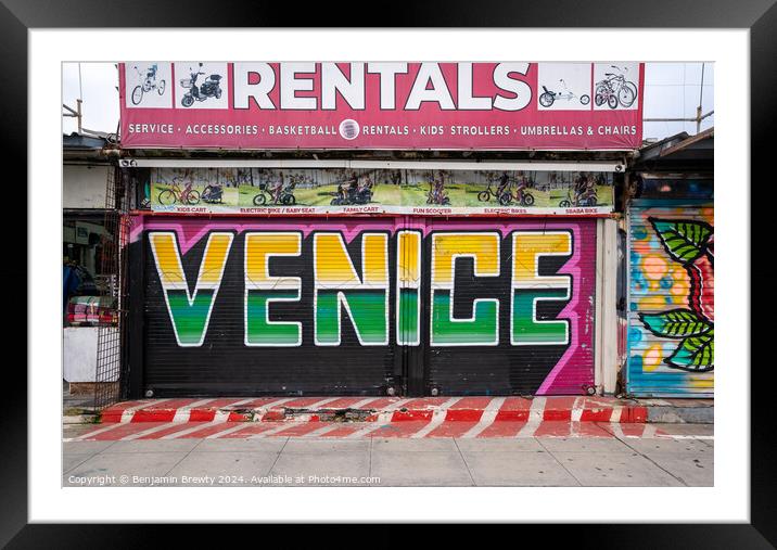 Venice Sign  Framed Mounted Print by Benjamin Brewty