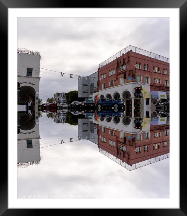 Venice Sign Reflections Framed Mounted Print by Benjamin Brewty