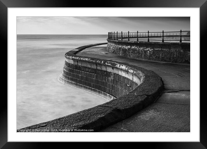 Scarborough South Bay smooth sea at the walll, Yor Framed Mounted Print by Paul Edney