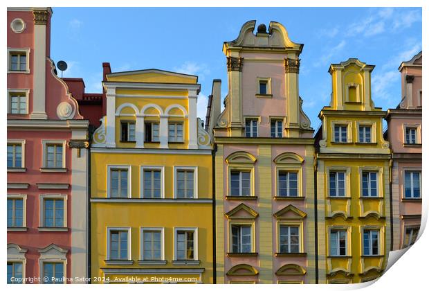 Tenement houses in Wroclaw, Poland.  Print by Paulina Sator