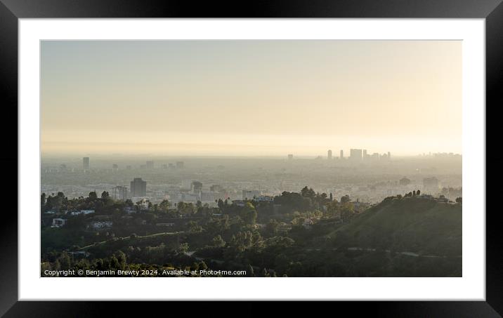 Los Angeles Skyline  Framed Mounted Print by Benjamin Brewty