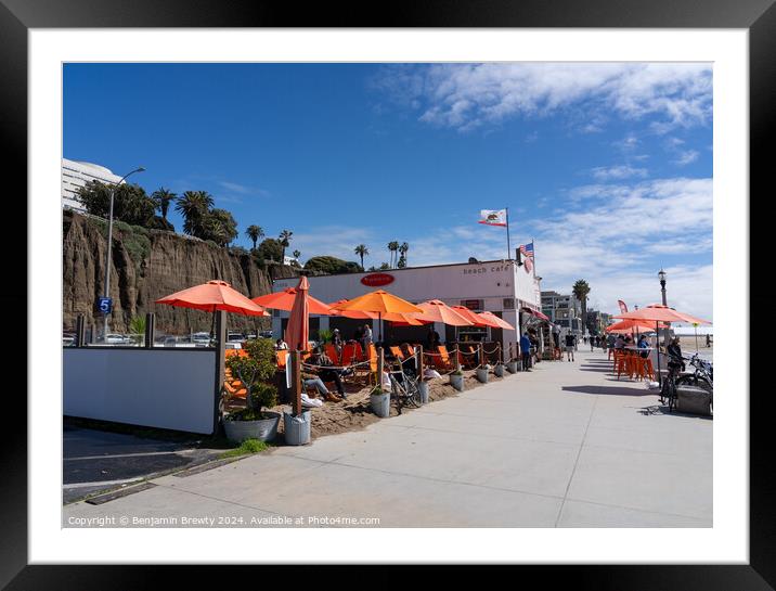 Beach Cafe Framed Mounted Print by Benjamin Brewty