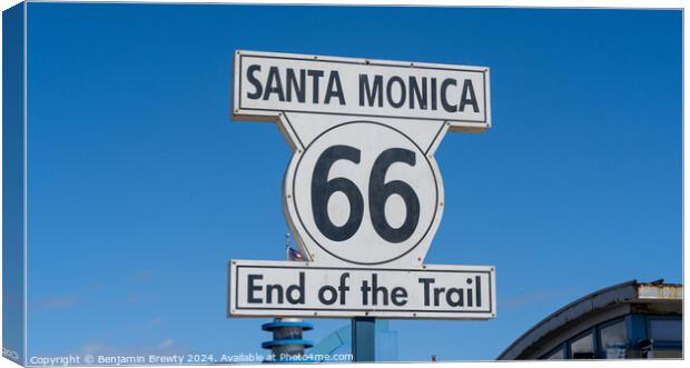 Santa Monica Trail Sign Canvas Print by Benjamin Brewty
