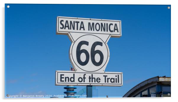 Santa Monica Trail Sign Acrylic by Benjamin Brewty