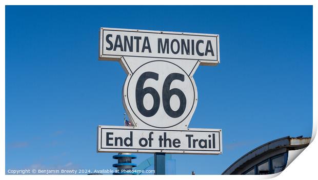 Santa Monica Trail Sign Print by Benjamin Brewty