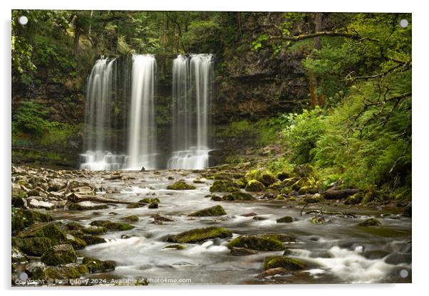 Sgwd yr Eira in Waterfall Country, Wales. Acrylic by Paul Edney