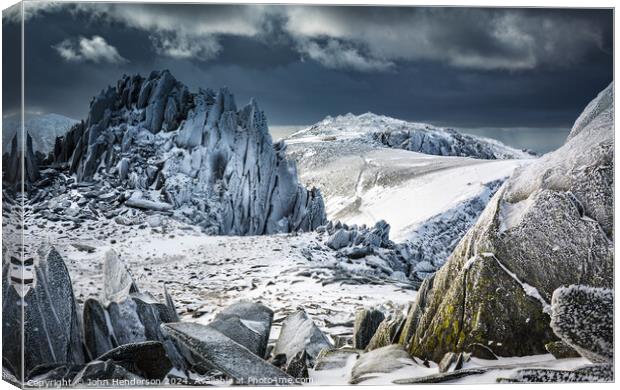 Snowdonia winter mountains Canvas Print by John Henderson