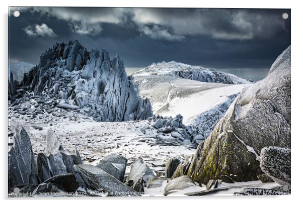 Snowdonia winter mountains Acrylic by John Henderson