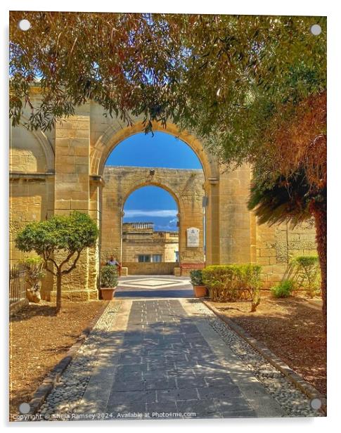 Upper Barrakka Gardens Valletta Acrylic by Sheila Ramsey