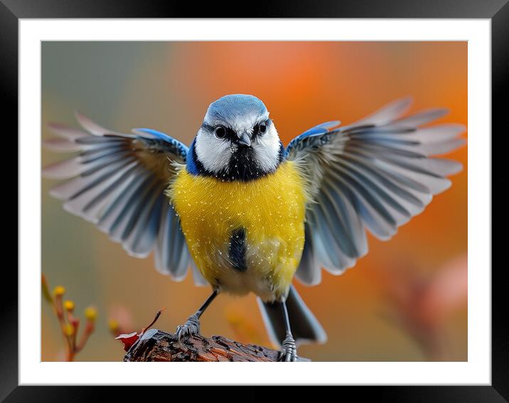 Blue Tit Framed Mounted Print by Steve Smith