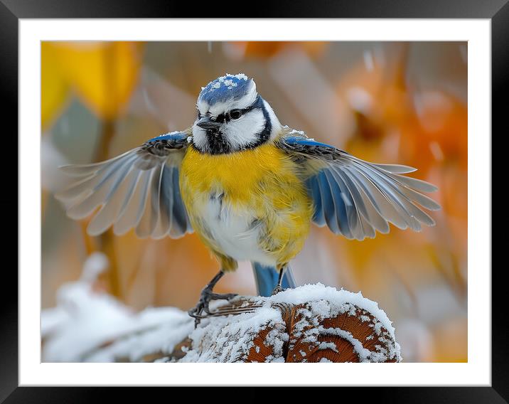 Blue Tit Framed Mounted Print by Steve Smith