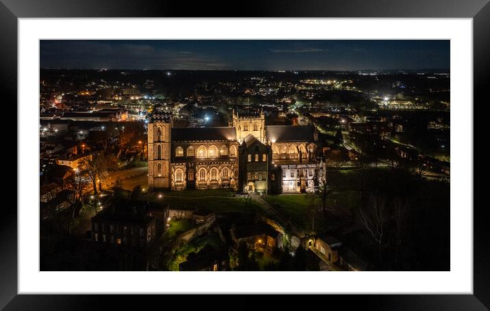 Ripon Cathedral at Night Framed Mounted Print by Apollo Aerial Photography