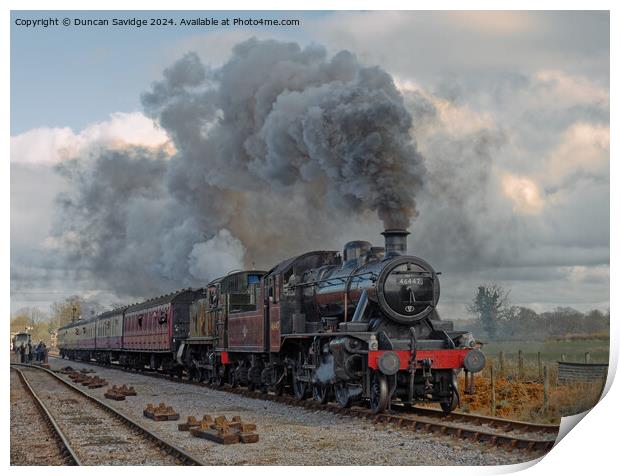 4110 and Ex LMS Ivatt 2MT Class 2-6-0, No.46447 steam trains go back to back Print by Duncan Savidge