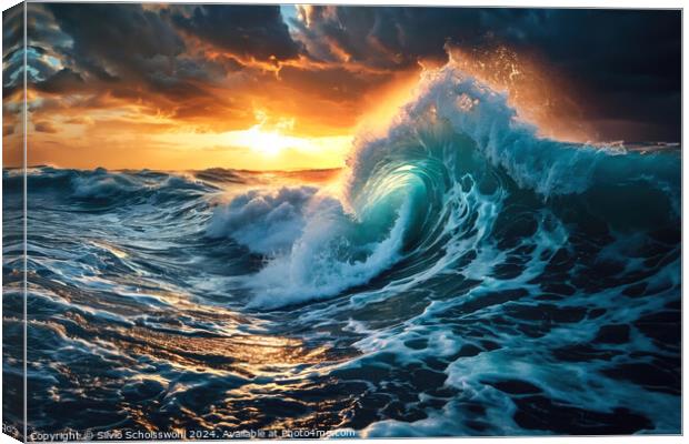 Wave in the evening light Canvas Print by Silvio Schoisswohl