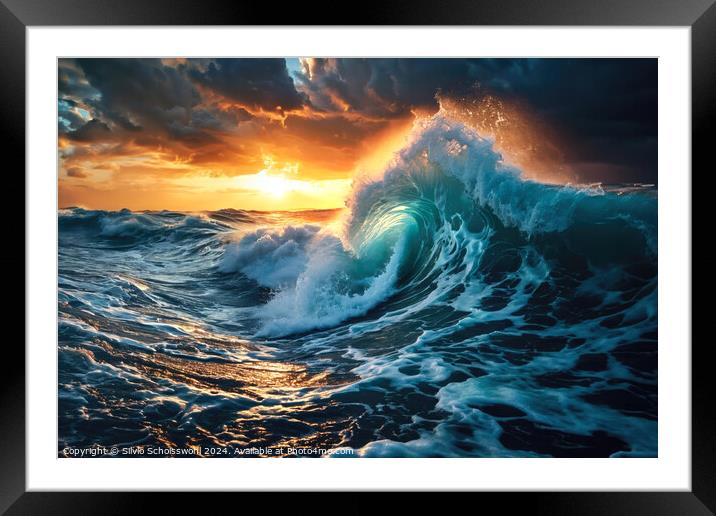 Wave in the evening light Framed Mounted Print by Silvio Schoisswohl