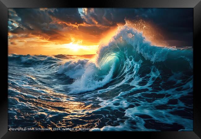 Wave in the evening light Framed Print by Silvio Schoisswohl