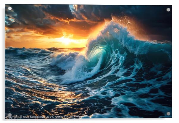 Wave in the evening light Acrylic by Silvio Schoisswohl