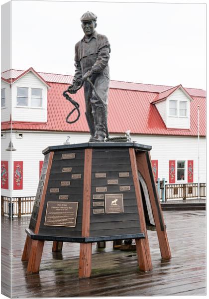 Bojer Wikan Bronze  Fisherman's Memorial  Statue, Petersburg, Alaska, USA Canvas Print by Dave Collins