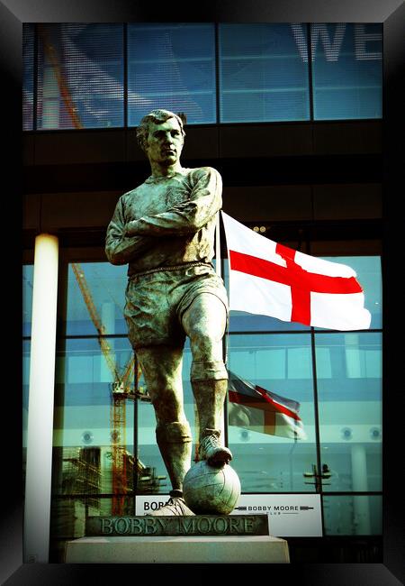 Bobby Moore Statue England Flag Wembley Stadium Framed Print by Andy Evans Photos