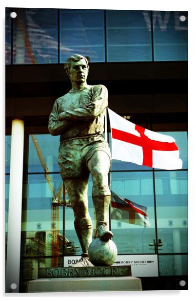 Bobby Moore Statue England Flag Wembley Stadium Acrylic by Andy Evans Photos