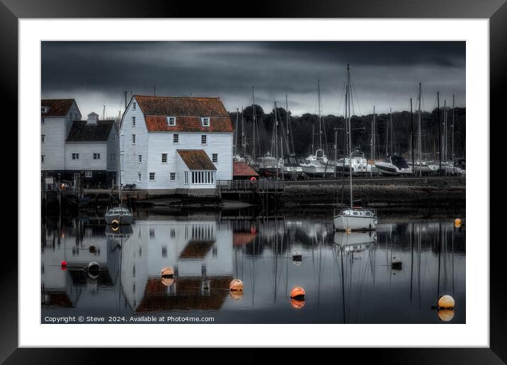 Reflections of The Tide Mill on the Banks of the River Deben, Woodbridge, Suffolk Framed Mounted Print by Steve 