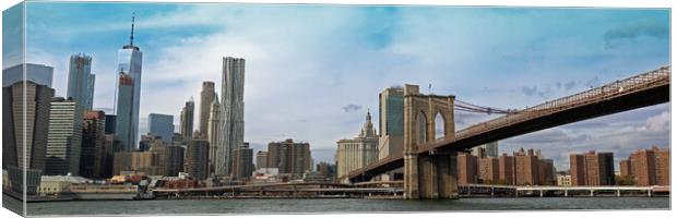 Manhattan with Brooklyn Bridge Canvas Print by Michael Hopes