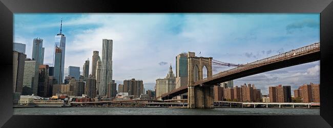 Manhattan with Brooklyn Bridge Framed Print by Michael Hopes
