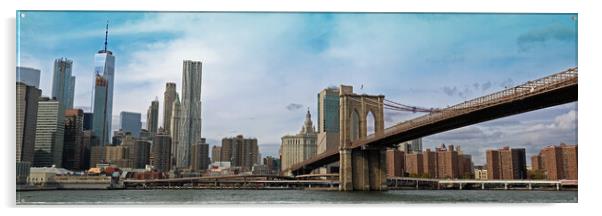 Manhattan with Brooklyn Bridge Acrylic by Michael Hopes