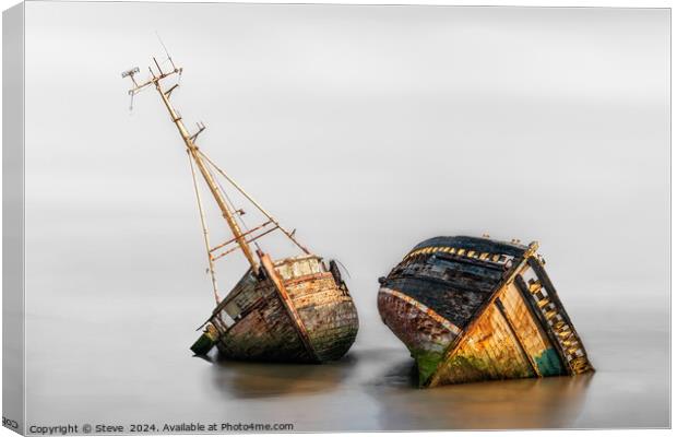 Fine Art View of Abandoned Boats on the Banks of t Canvas Print by Steve 