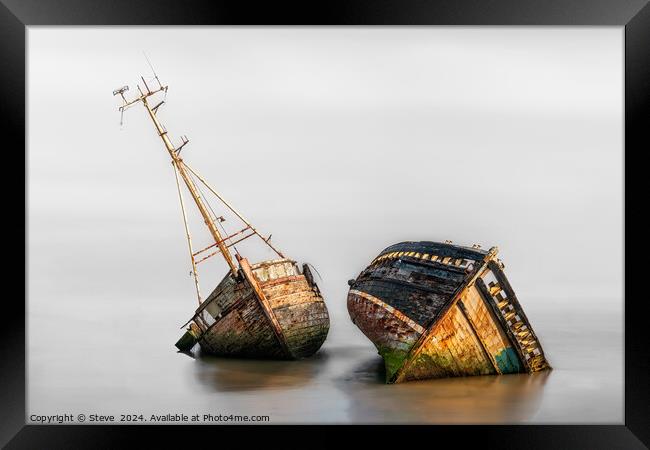 Fine Art View of Abandoned Boats on the Banks of t Framed Print by Steve 