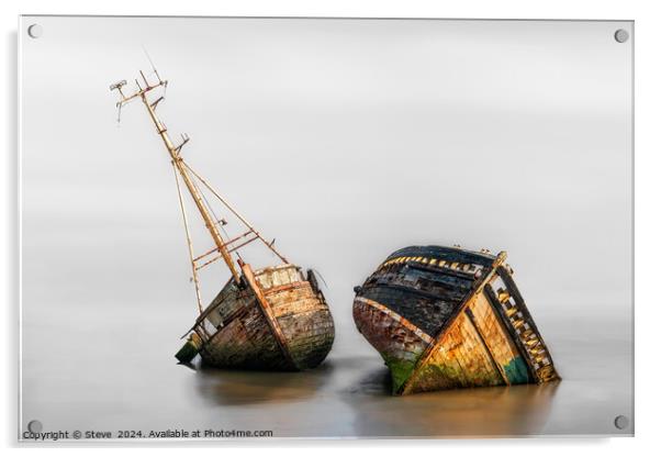Fine Art View of Abandoned Boats on the Banks of t Acrylic by Steve 