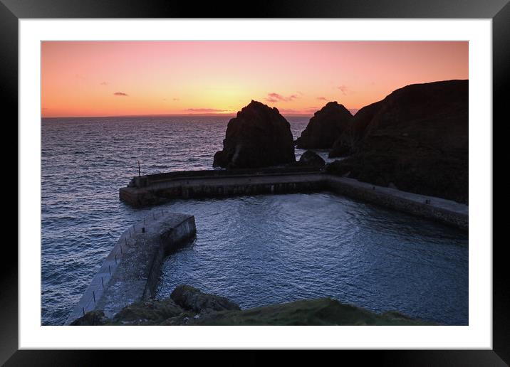 Sunset over Mullion Cove Framed Mounted Print by Michael Hopes