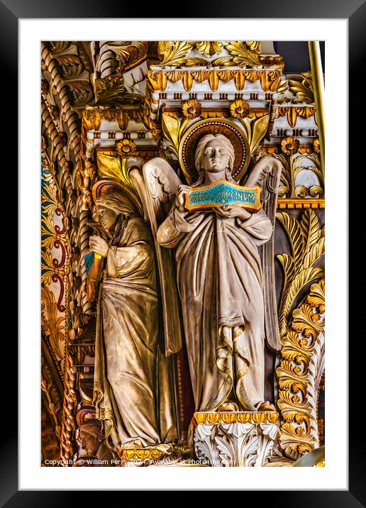 Angel Statues Basilica of Notre Dame Lyon France Framed Mounted Print by William Perry