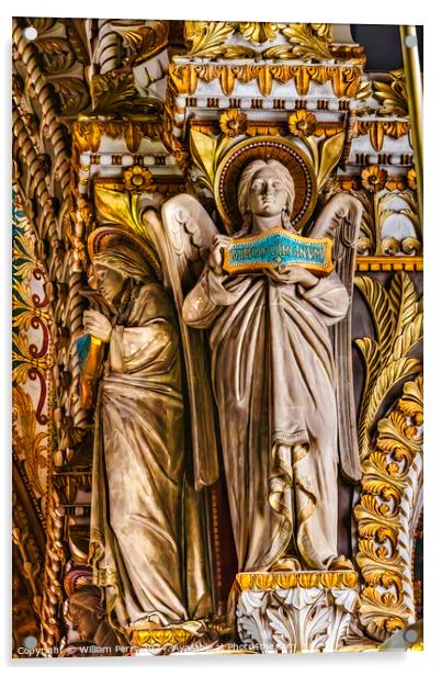 Angel Statues Basilica of Notre Dame Lyon France Acrylic by William Perry