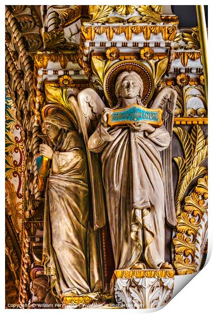 Angel Statues Basilica of Notre Dame Lyon France Print by William Perry