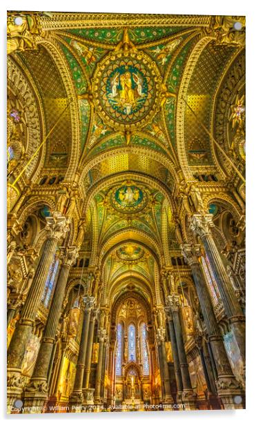 Mosaics Altar Stained Glass Basilica of Notre Dame Lyon France Acrylic by William Perry