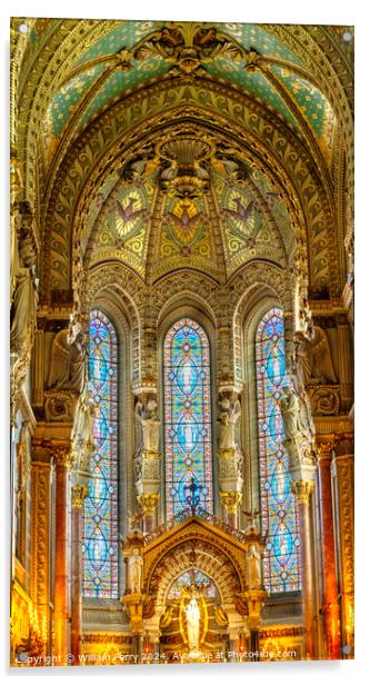 Mosaics Altar Stained Glass Basilica of Notre Dame Lyon France Acrylic by William Perry