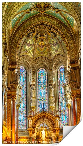 Mosaics Altar Stained Glass Basilica of Notre Dame Lyon France Print by William Perry