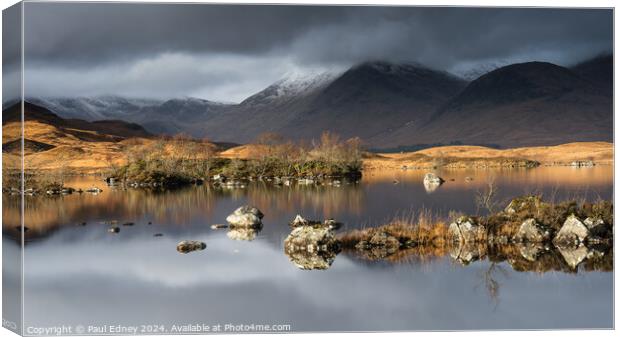 Early morning light on Lochan-nah-Achlaise Canvas Print by Paul Edney