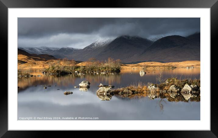 Early morning light on Lochan-nah-Achlaise Framed Mounted Print by Paul Edney