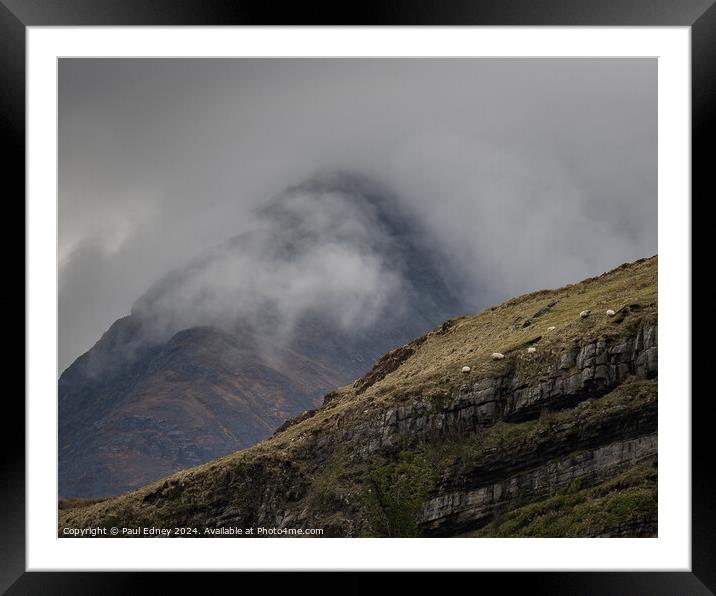 Sheep on the edge, Isle of Skye, Scotland Framed Mounted Print by Paul Edney