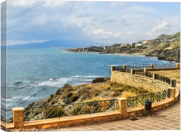Terrace With An Ocean View Canvas Print by Marie Castagnoli