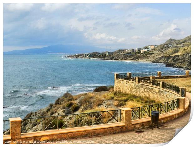 Terrace With An Ocean View Print by Marie Castagnoli