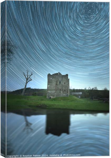 Star Trail - Hopton Castle Craven Arms Canvas Print by Royston Palmer