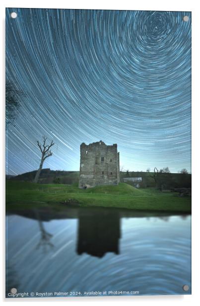 Star Trail - Hopton Castle Craven Arms Acrylic by Royston Palmer