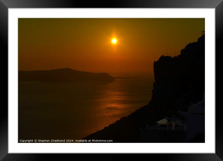 Sunset over Oia Framed Mounted Print by Stephen Chadbond