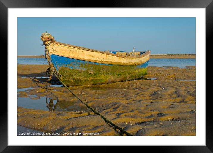 Old Wooden Fishing Boat in Algarve Framed Mounted Print by Angelo DeVal