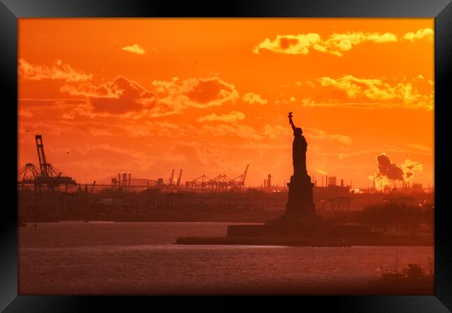 Statue of Liberty Sunset Framed Print by Scott Anderson
