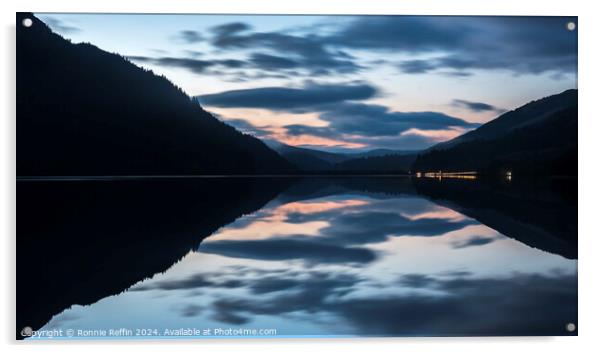 North Loch Eck At Blue Hour Acrylic by Ronnie Reffin